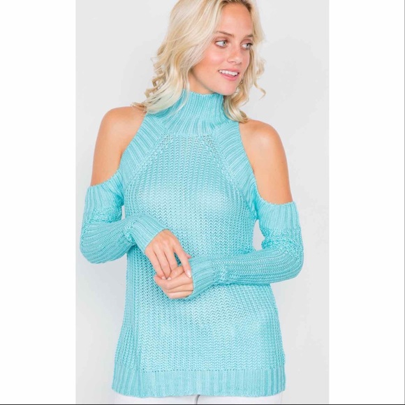 COLD SHOULDER KNIT TURTLENECK SWEATER - Picture 2 of 5